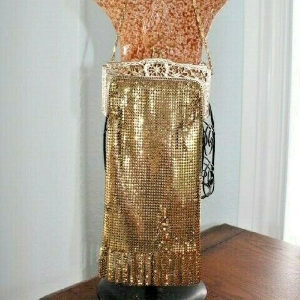 Whiting & Davis Flapper Fringe Bag Art Deco Frame